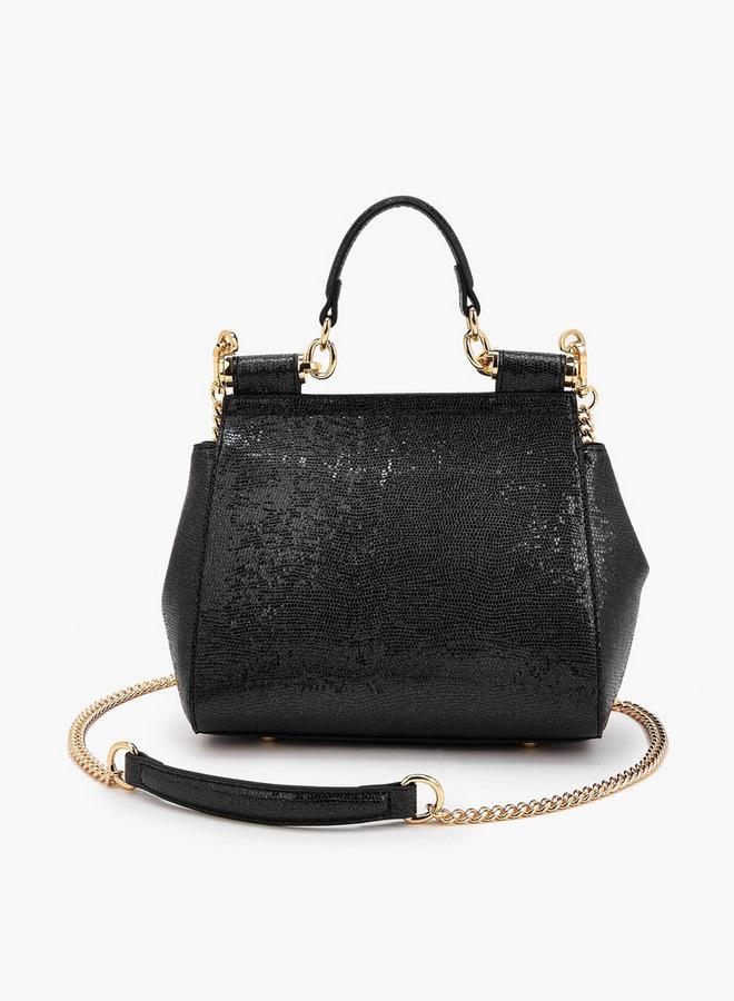 ELLE Floral Embellished Satchel Bag With Chain Strap - Image 5